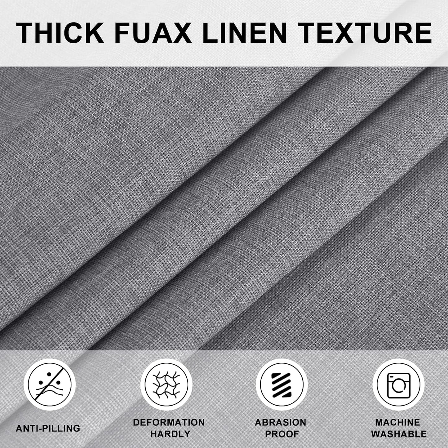 Hiasan Round Linen Tablecloth 80 Inch - Wrinkle and Stain Resistant Washable Polyester Fabric Table Cloth for Dining Room Kitchen Party, Grey