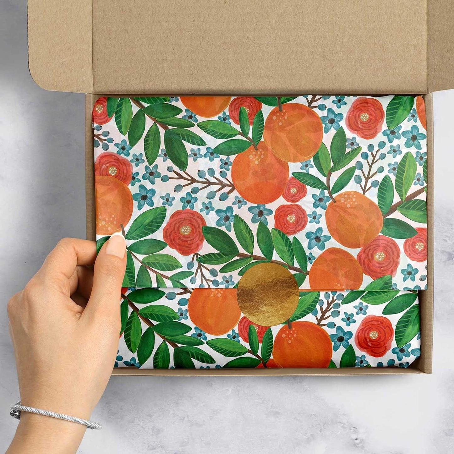 Colors of Rainbow - Orange Grove - 12 Sheets, 20 inch X 29 inch - Italian Print Tissue Paper for Decoupage Gift Basket Gift Bag Party Crafts (Orange Grove)