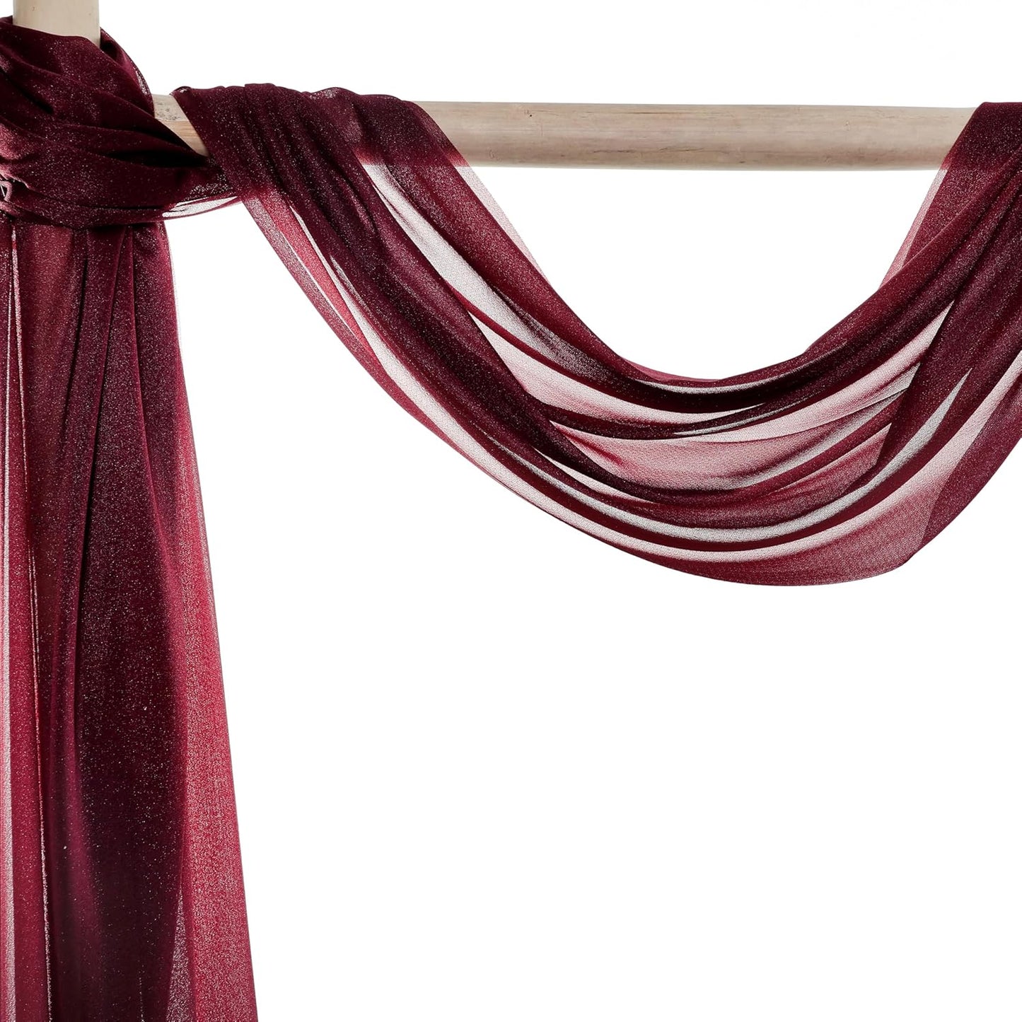 VDS Pack of 2 Panel (30 Inch X 30 Feet) Wedding Arch Draping Fabric Sheer Chiffon Fabric Drapery for Wedding Ceremony Reception Swag Backdrop Canopy Chuppah ARBO Altars Decoration (Burgundy)