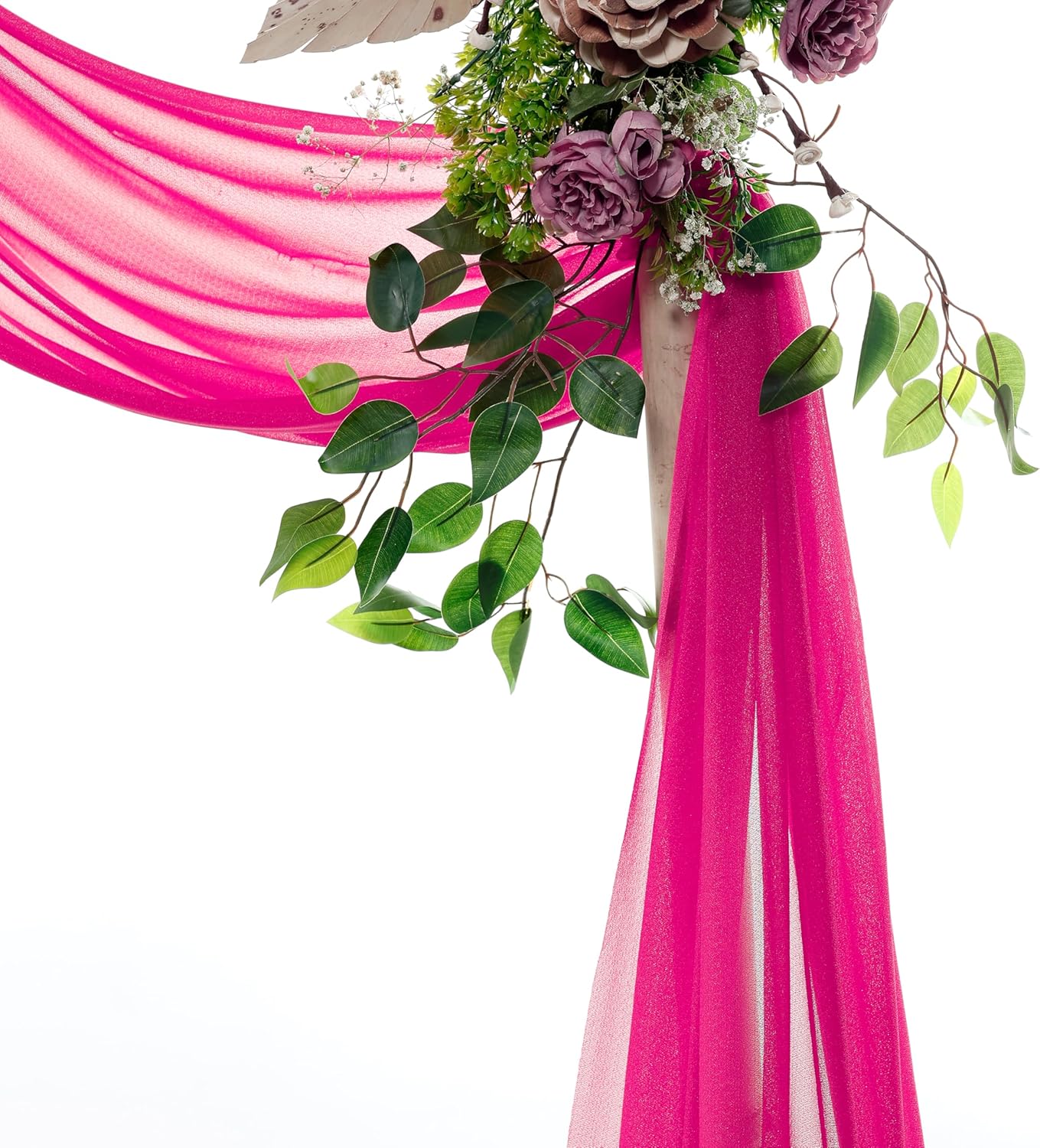 VDS Pack of 1 Panel (30 Inch X 20 Feet) Wedding Arch Draping Fabric Sheer Chiffon Fabric Drapery for Wedding Ceremony Reception Swag Backdrop Canopy Chuppah ARBO Altars Decoration (Hot Pink)