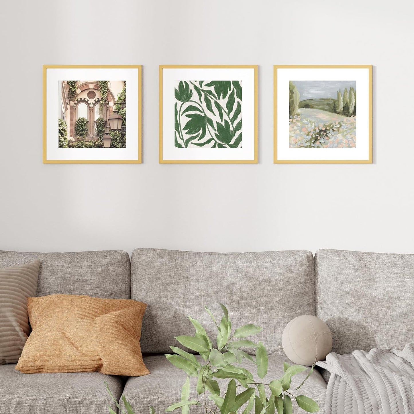 16x16 inch Picture Frame, 16x16 Photo Frames with 12x12 Removable Mat - High Definition Plexiglass - Vertical and Horizontal Display - Wall Hanging Frame - Gold, 5 Pack