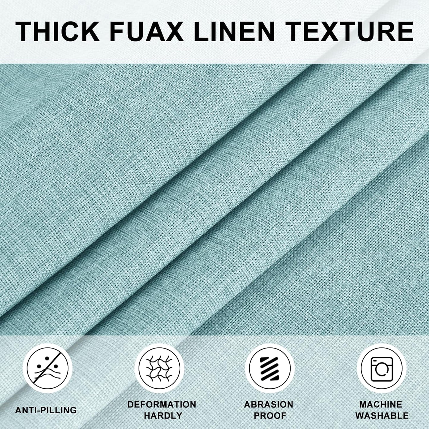 Hiasan Round Linen Tablecloth 50 Inch - Wrinkle and Stain Resistant Washable Polyester Fabric Table Cloth for Dining Room Kitchen Party, Aqua