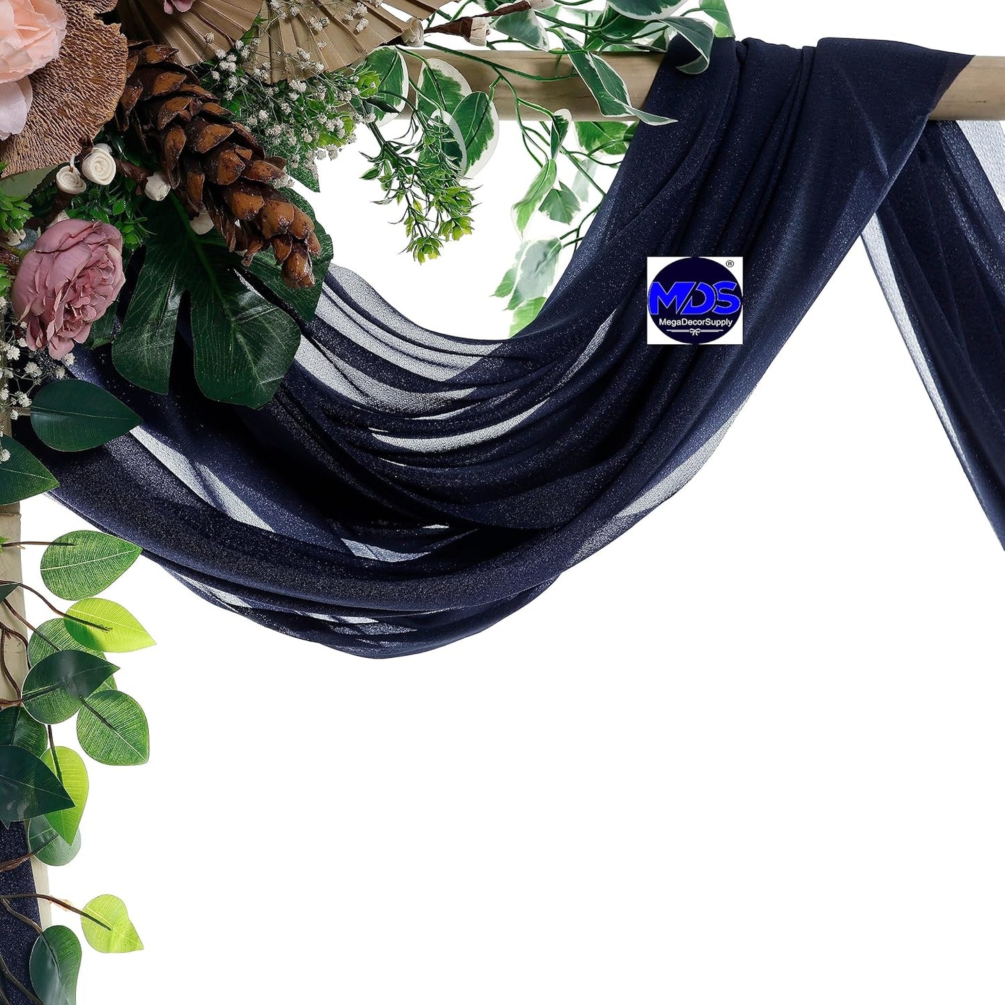 MDS Halloween Chiffon Draping Fabric - 1 Panel, 30" Wide x 30ft Long - Sheer Spooky Arbor & Canopy Drapery for Haunted House Backdrops, Party Ceilings, DIY Costumes & Themed Events - Navy Blue