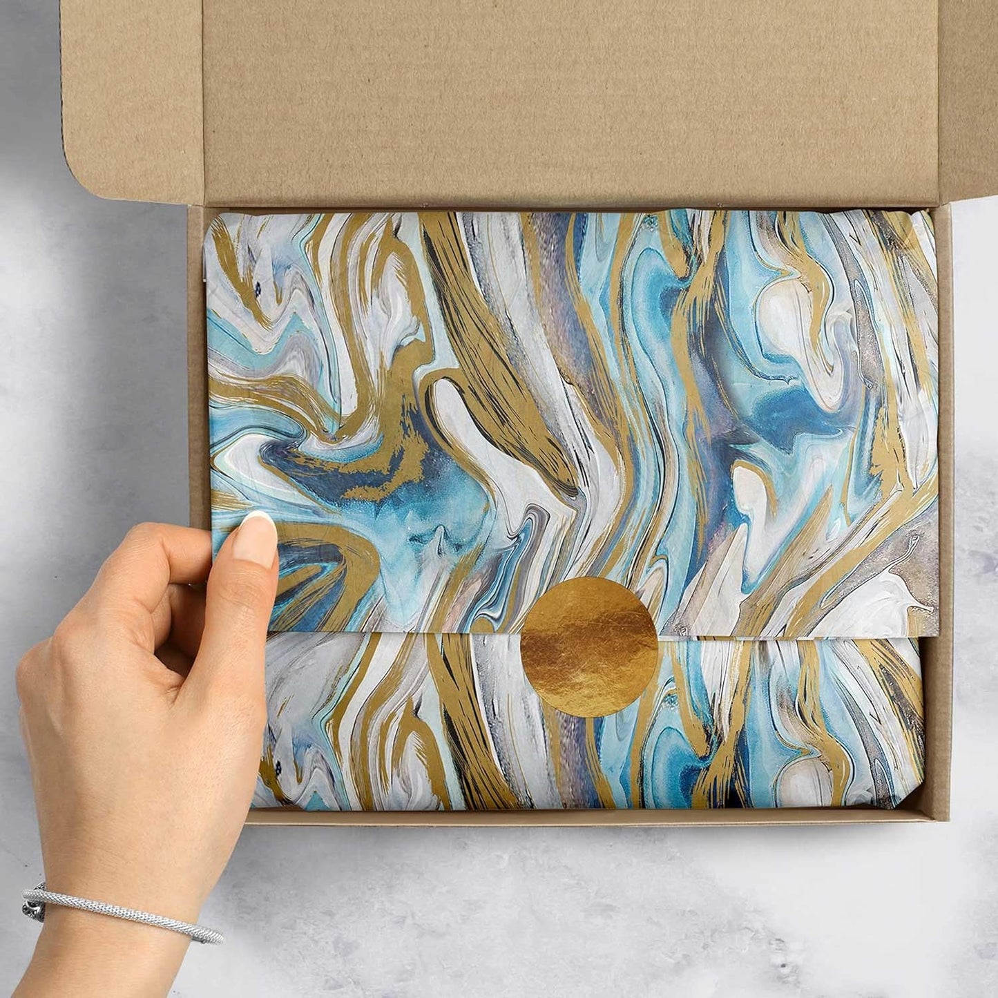 Colors of Rainbow Beautifully Designed Print Tissue Paper (12 Sheets, 20 inch X 29 inch) for Decoupage Gift Wrapping Gift Bag Party Decoration Craft Project Handmade Items (Marbleized)
