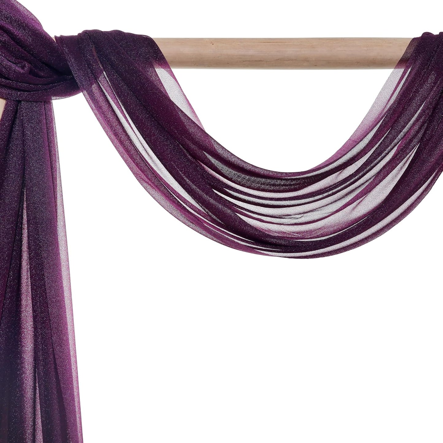 VDS Pack of 2 Panel (30 Inch X 30 Feet) Wedding Arch Draping Fabric Sheer Chiffon Fabric Drapery for Wedding Ceremony Reception Swag Backdrop Canopy Chuppah ARBO Altars Decoration (Eggplant)