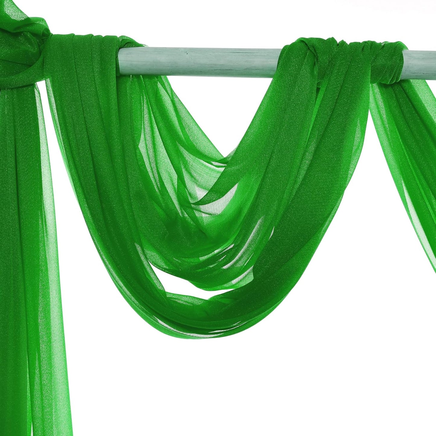 VDS Pack of 1 Panel (30 Inch X 40 Feet) Wedding Arch Draping Fabric Sheer Chiffon Fabric Drapery for Wedding Ceremony Reception Swag Backdrop Canopy Chuppah ARBO Altars Decoration (Green)