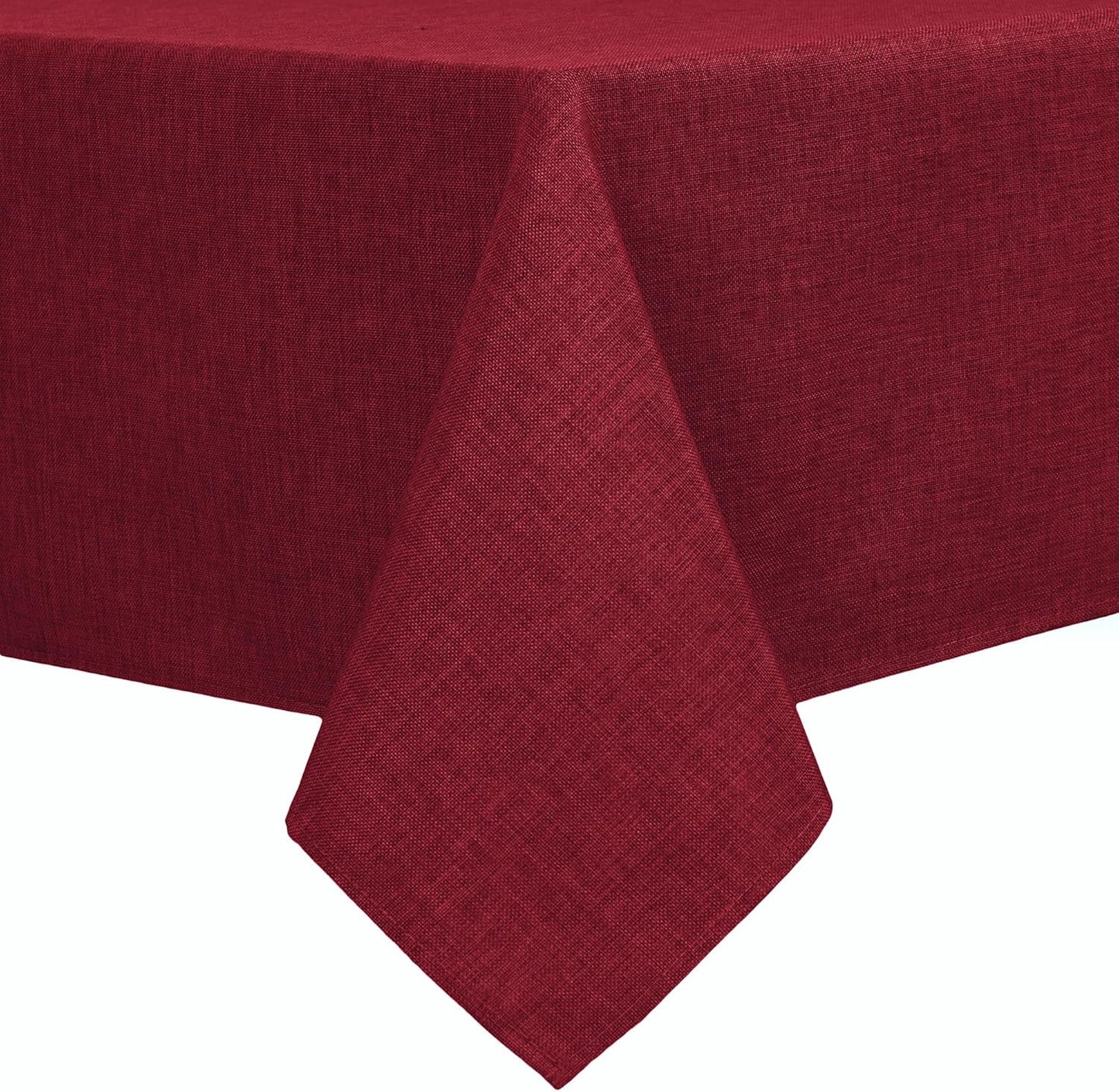Hiasan Faux Linen Rectangle Tablecloth - Wrinkle and Stain Resistant Washable Table Cloth for Kitchen Dining Room Holiday Table Cover for Dinner, Red, 70 x 90 Inch