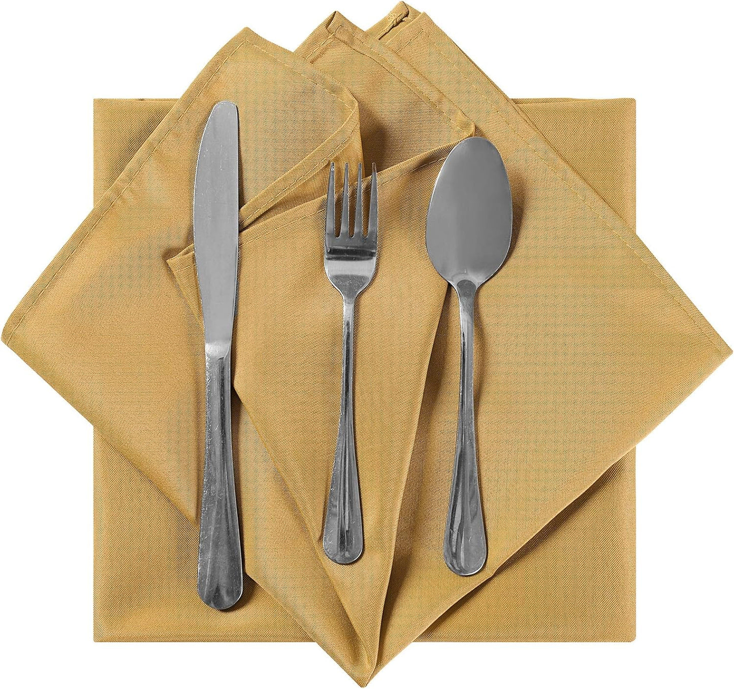 Cloth Napkins 20x20 inch Washable Polyester Dinner Napkins Soft Table Napkins for Wedding Party Dining Banquet(Gold,12PCS)