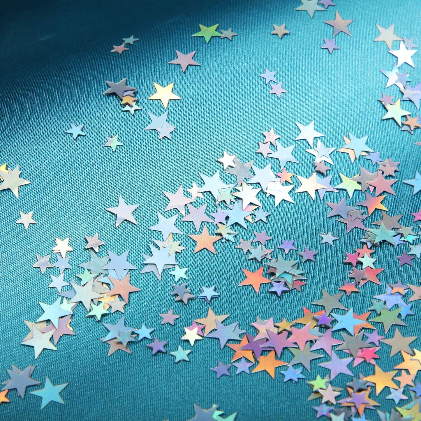 Hestya 60g Star Confetti Glitter Table Confetti Metallic Foil Stars for Party Wedding Festival Decorations(Holographic Silver,10mm and 6mm)