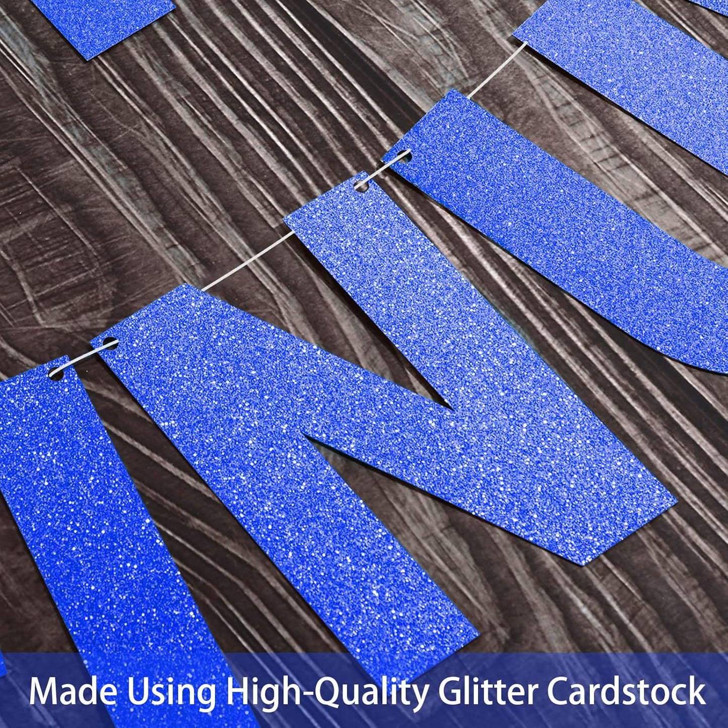 TaoBary 112 Pcs DIY Letter Custom Banner Glitter Customizable Banner Kit Including 107 Letters and Numbers 3 Rope for Valentine Birthday Party(Dark Blue)