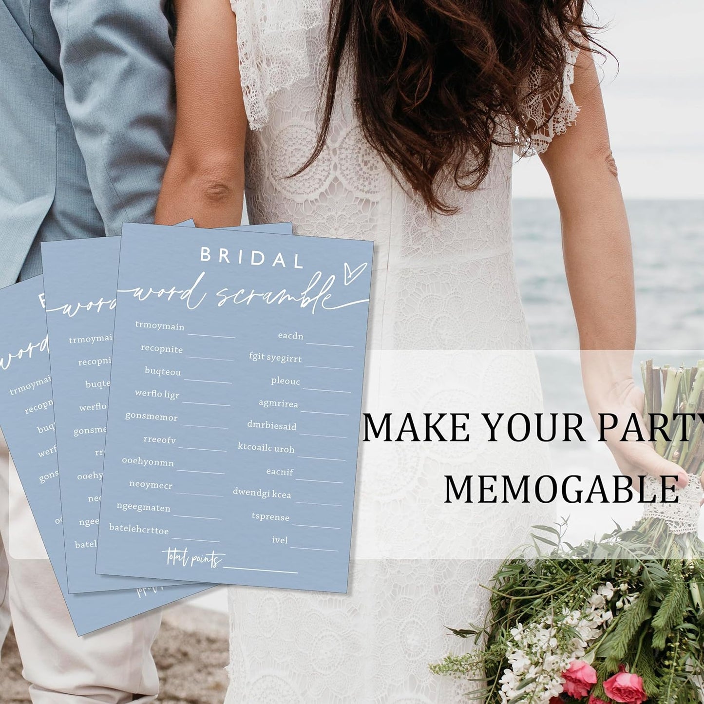 Fun Wedding Shower Games Bridal Word Scramble who knows the bride best 25 Game Cards with 1 Answer Card Bridal Shower Game Rustic Ideas Activity for Engagement Wedding Party Entertainment - B03