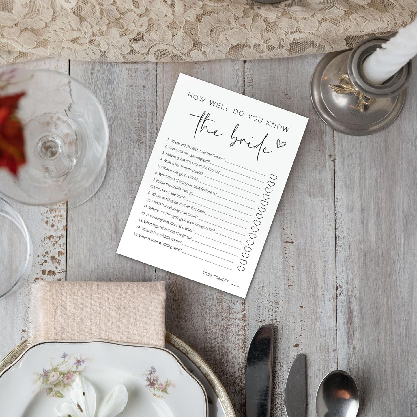 Bridal Shower Games, How Well Do You Know The Bride, 25Pcs Minimalist White Double-Sided Bridal Game Cards, Wedding Shower Games for Guests, Engagement Bachelorette Party Supplies - A11