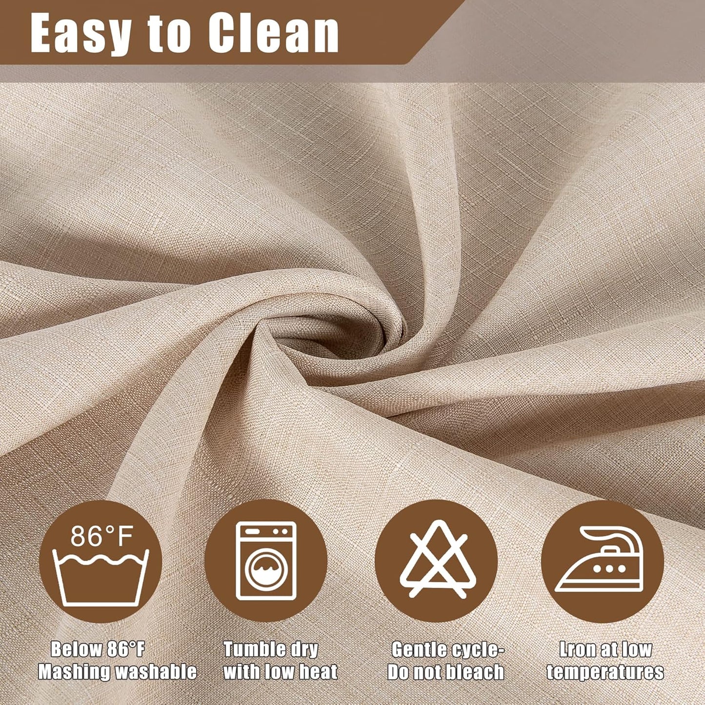 Fitable Beige Faux Linen Tablecloth 54 x 78 Inch - Wrinkle Resistant Fabric Rectangle Table Cloth, Indoor Outdoor Table Cover for Kitchen Dining, Camping, Farmhouse