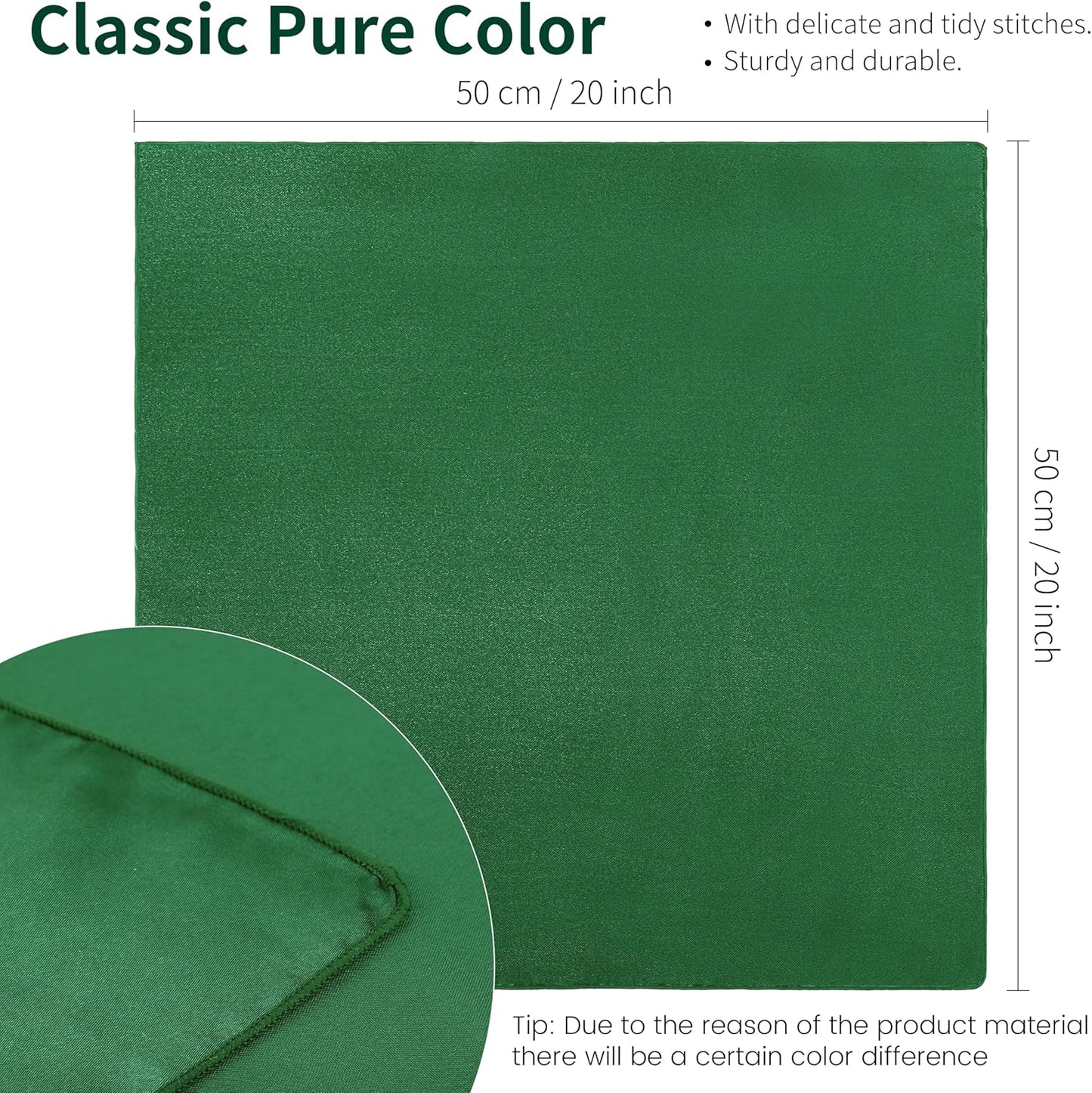 ANECO 16 Pack Square Satin Napkin Bright Silk Table Napkin Soft Smooth Fabric Table Napkin for Wedding Banquet Party Decoration, Forest Green, 20 x 20 Inch