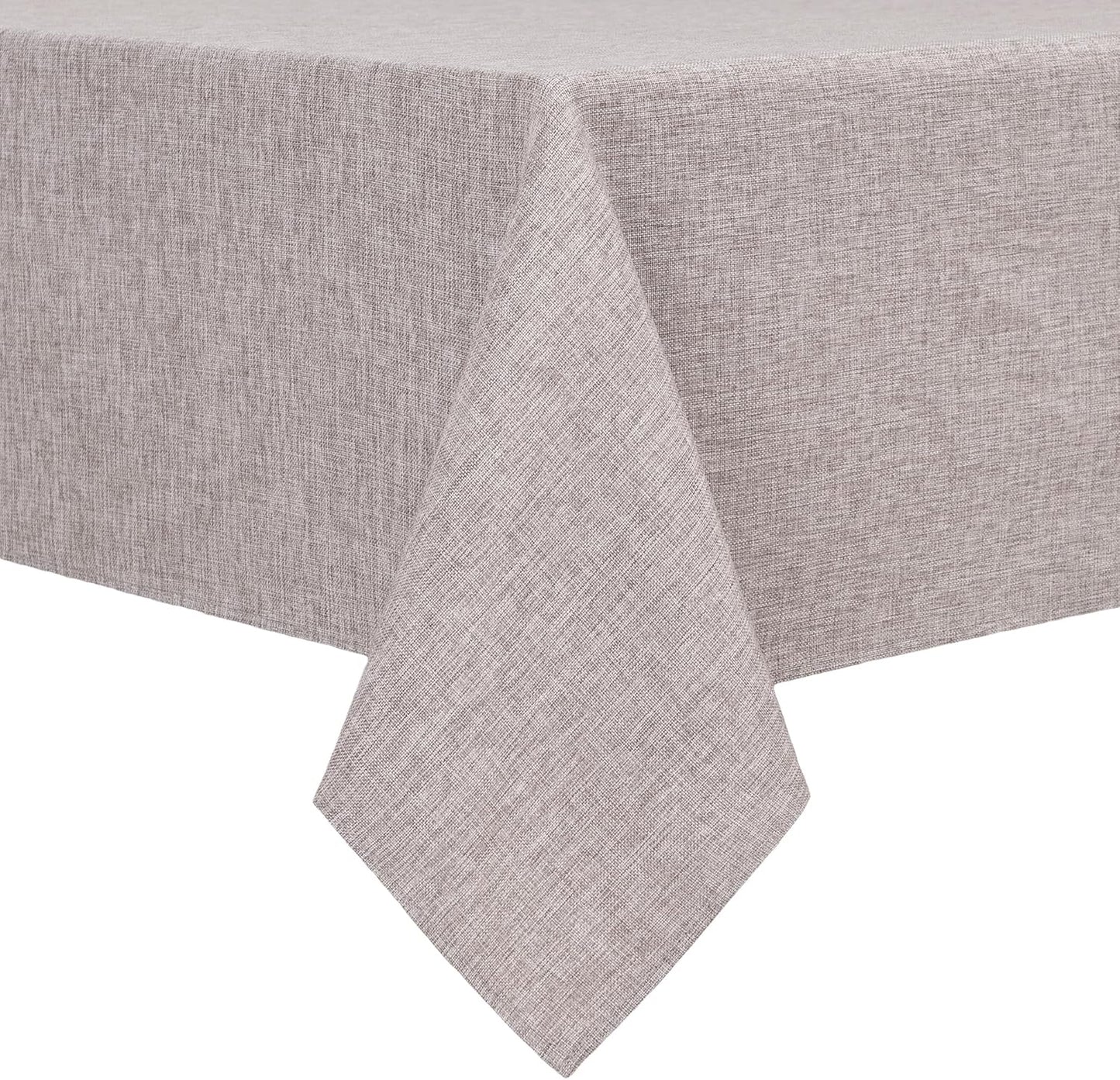 Hiasan Faux Linen Rectangle Tablecloth - Wrinkle and Stain Resistant Washable Table Cloth for Kitchen Dining Room Holiday Table Cover for Party Dinner, Stone, 90 x 132 Inch