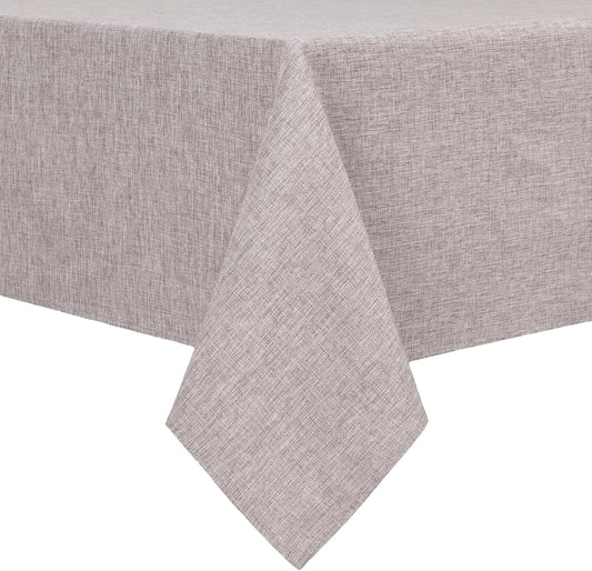 Hiasan Faux Linen Rectangle Tablecloth - Wrinkle and Stain Resistant Washable Table Cloth for Kitchen Dining Room Holiday Table Cover for Party Dinner, Stone, 90 x 132 Inch