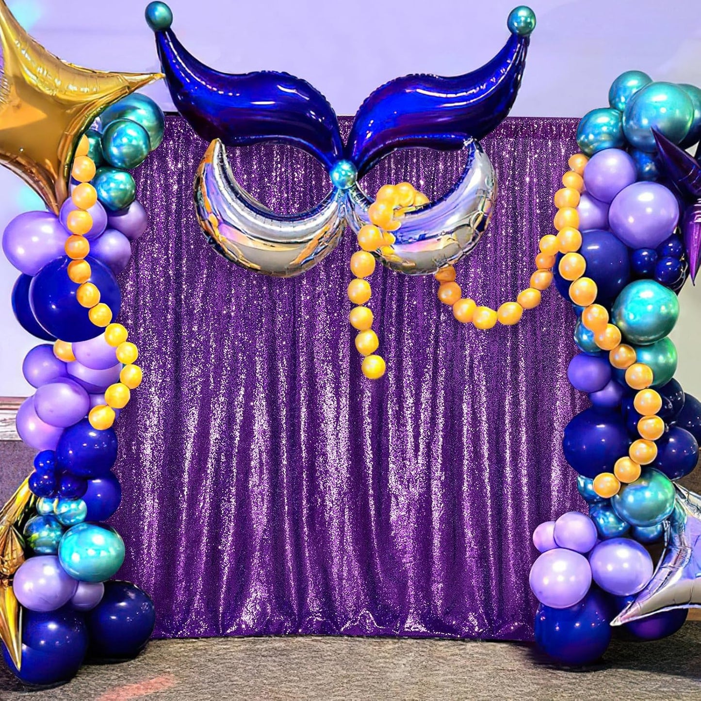 Purple Sequin Backdrop 8ft x 8ft Glitter Party Backdrop Curtains Glitter Background for Baby Shower Wedding Decorations