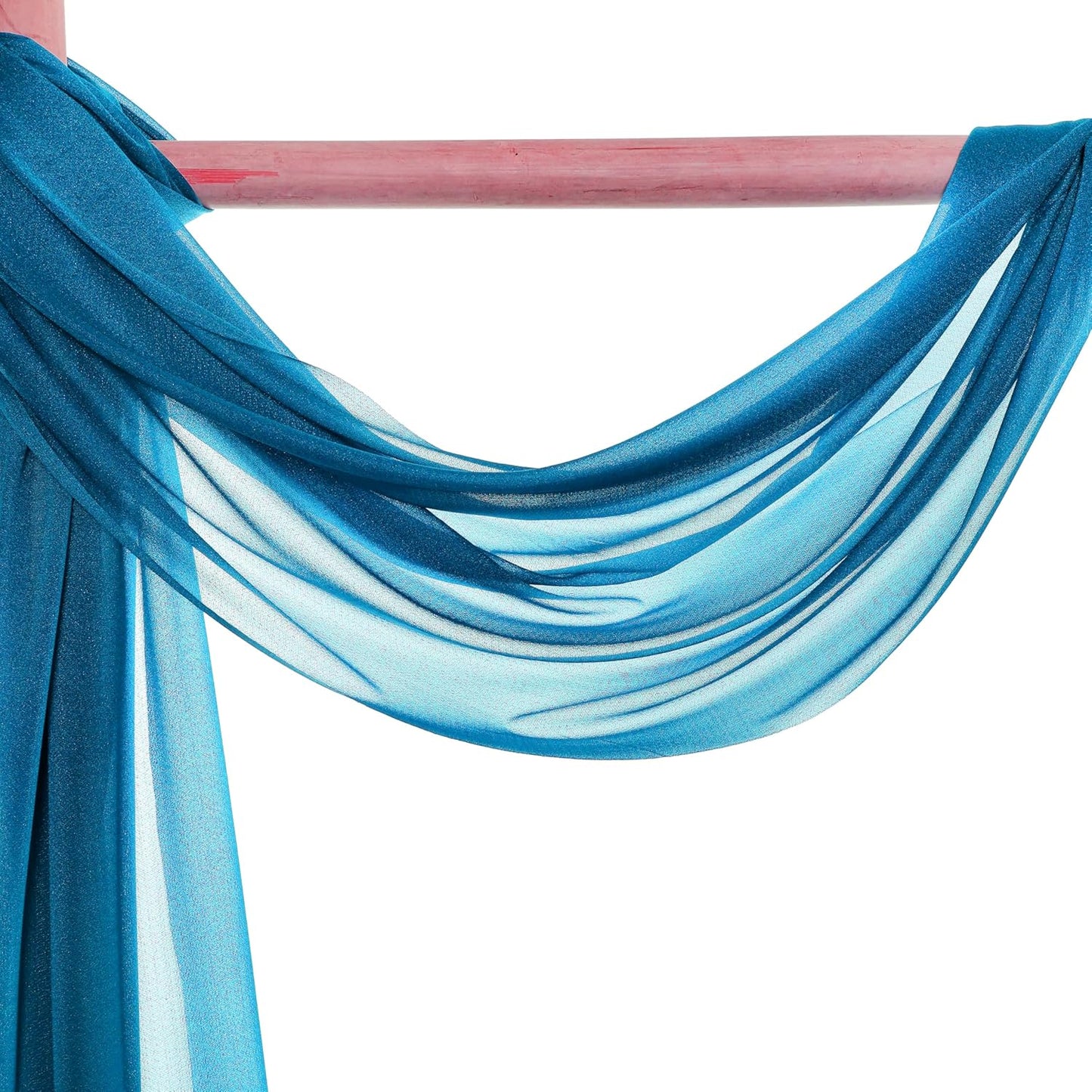 VDS Pack of 2 Panel (30 Inch X 30 Feet) Wedding Arch Draping Fabric Sheer Chiffon Fabric Drapery for Wedding Ceremony Reception Swag Backdrop Canopy Chuppah ARBO Altars Decoration (Dark Teal)
