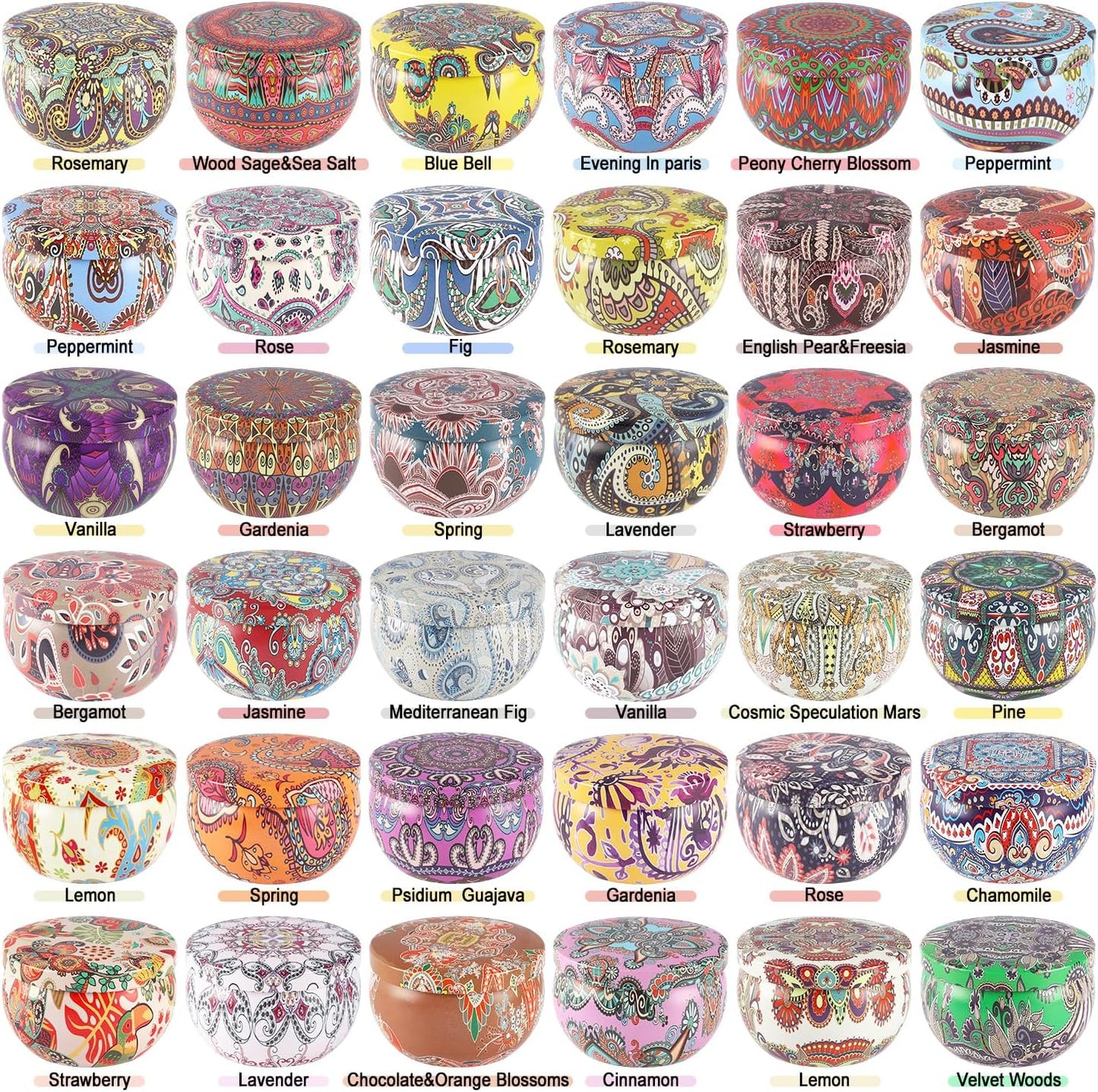 Scented Candles Gifts Set of 36 – 2.5oz Aromatherapy Travel Tin Candles, Relaxing Fragrances for Home, Spa, Gifts for Family, Friends, Teachers, Thank You Presents (Assorted Scents).