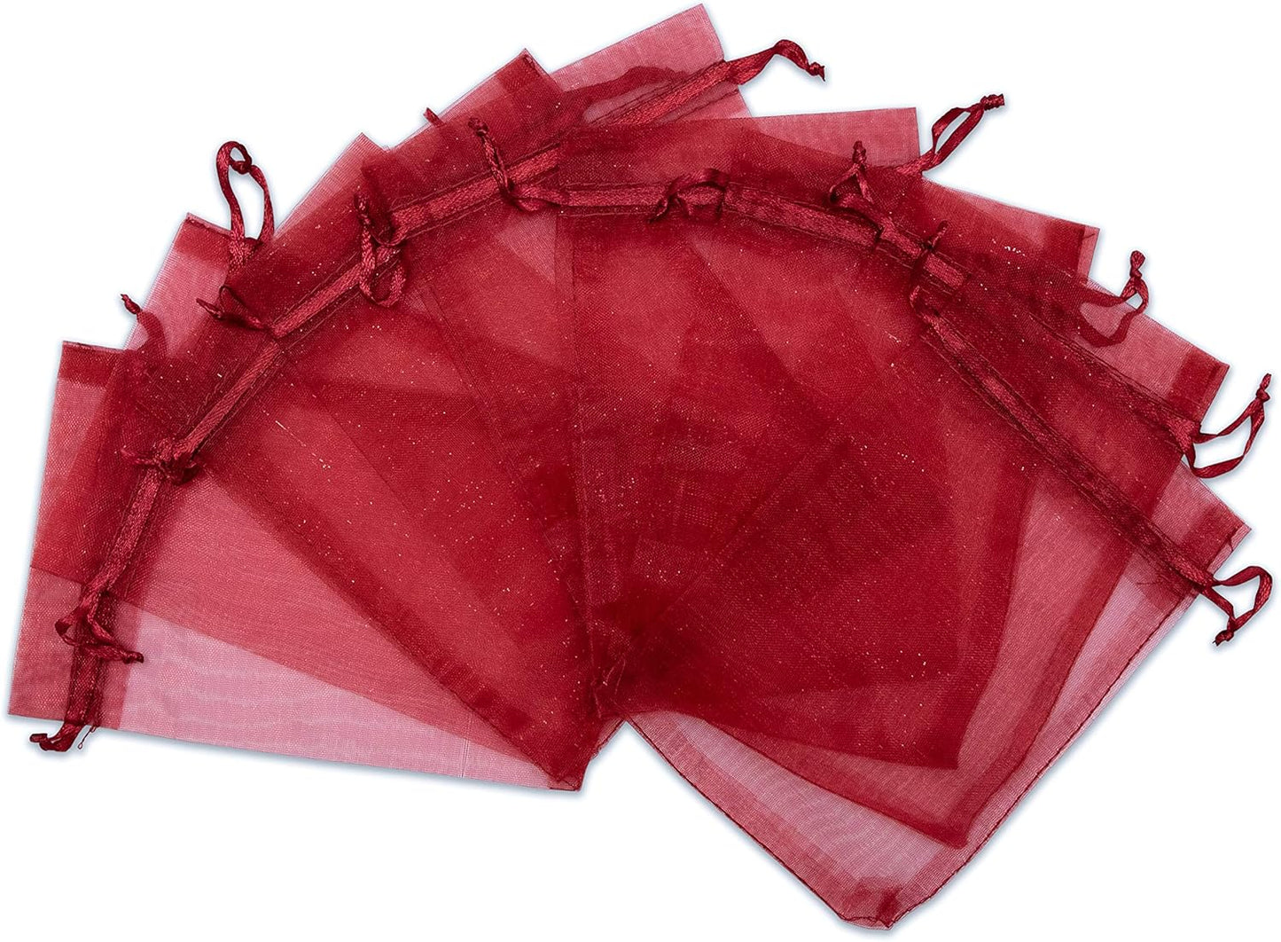 TheDisplayGuys 100-Pack 6x8 Maroon Sheer Organza Gift Bags with Drawstring, Jewelry Candy Treat Wedding Party Favors Mesh Pouch
