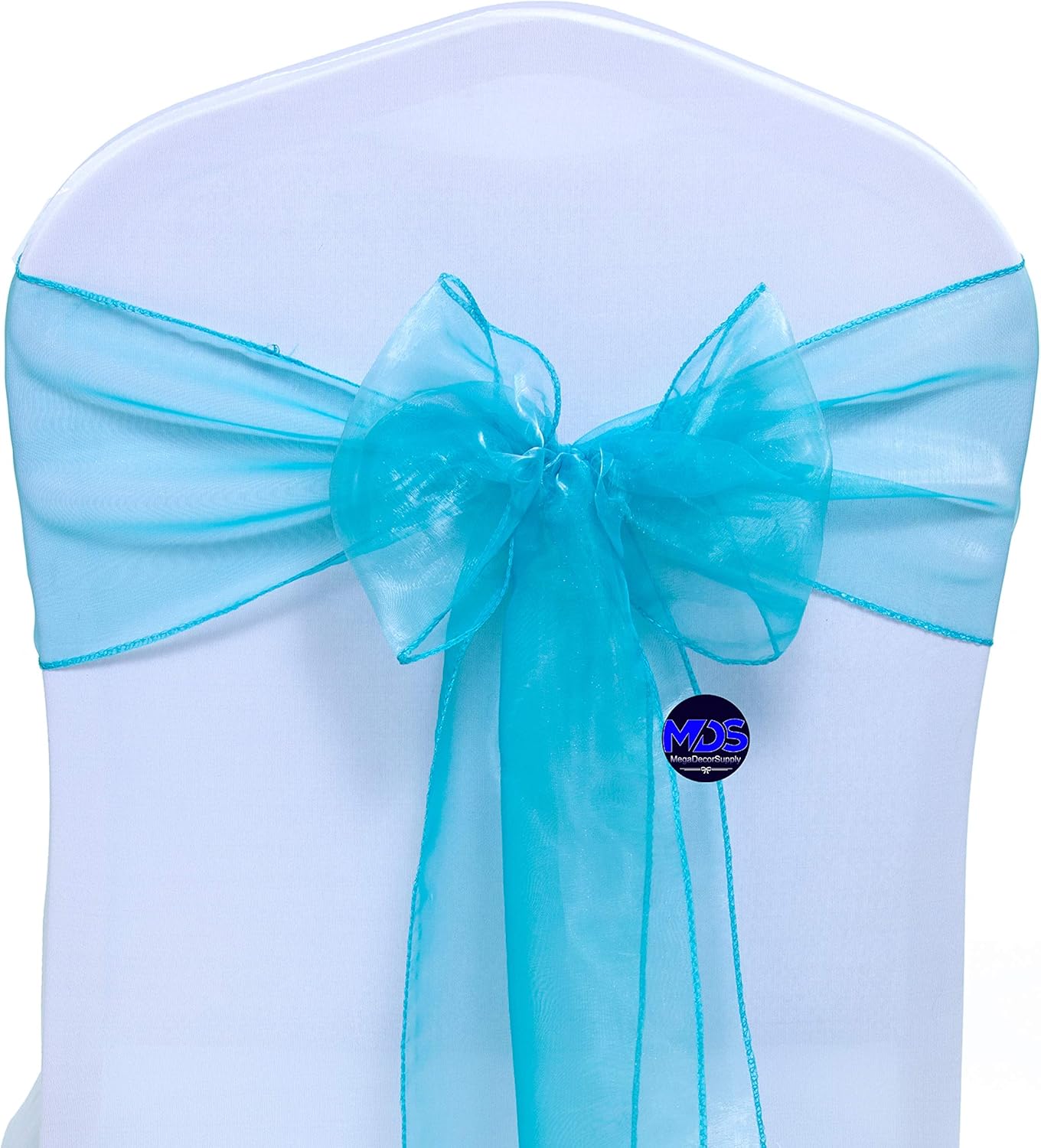 MDS Pack of 10 PCS Organza Chair Sashes Wider Dining Chair Bows Ribbon Tie Back for Wedding Party Birthday Bridal Shower Reception Event Banquet Home Chair Cover Decoration - Light Teal