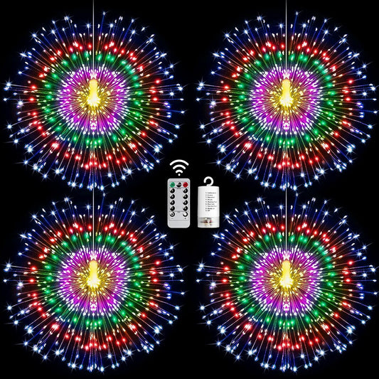 4 Pack Star String Lights Christmas Lights, 225 LED 8 Modes Dimmable with Remote Control, Waterproof Copper Wire Decorative Hanging Star Lights for Party Patio Garden Decoration (Multicolor)