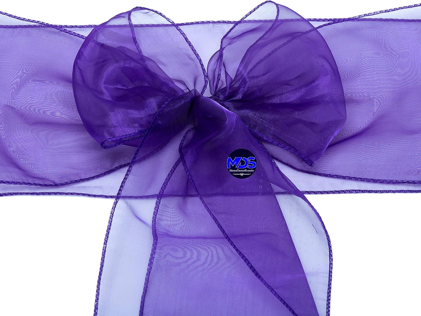 MDS Pack of 200 PCS Organza Chair Sashes Wider Dining Chair Bows Ribbon Tie Back for Wedding Party Birthday Bridal Shower Reception Event Banquet Home Chair Cover Decoration - Purple