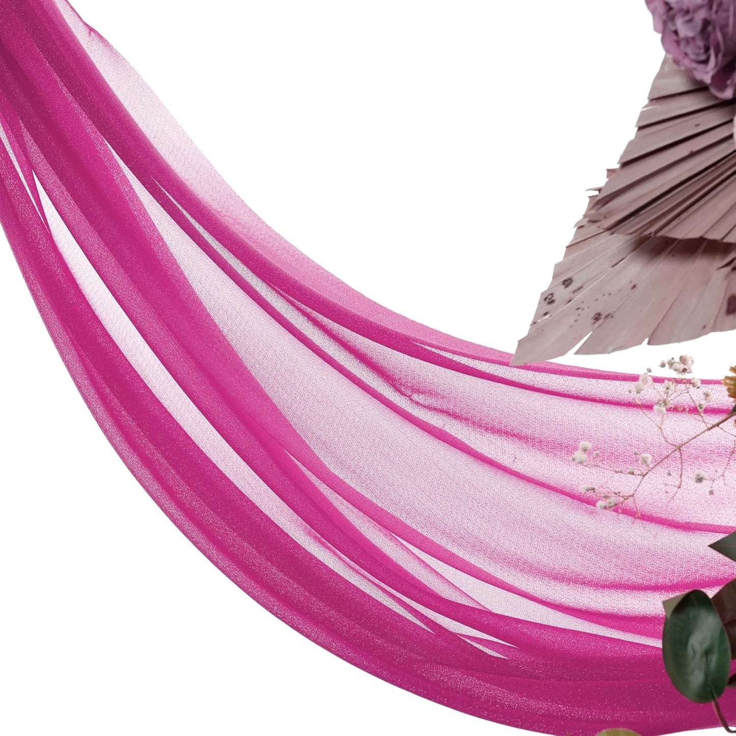 VDS Pack of 2 Panel (30 Inch X 40 Feet) Wedding Arch Draping Fabric Sheer Chiffon Fabric Drapery for Wedding Ceremony Reception Swag Backdrop Canopy Chuppah ARBO Altars Decoration (Magenta)