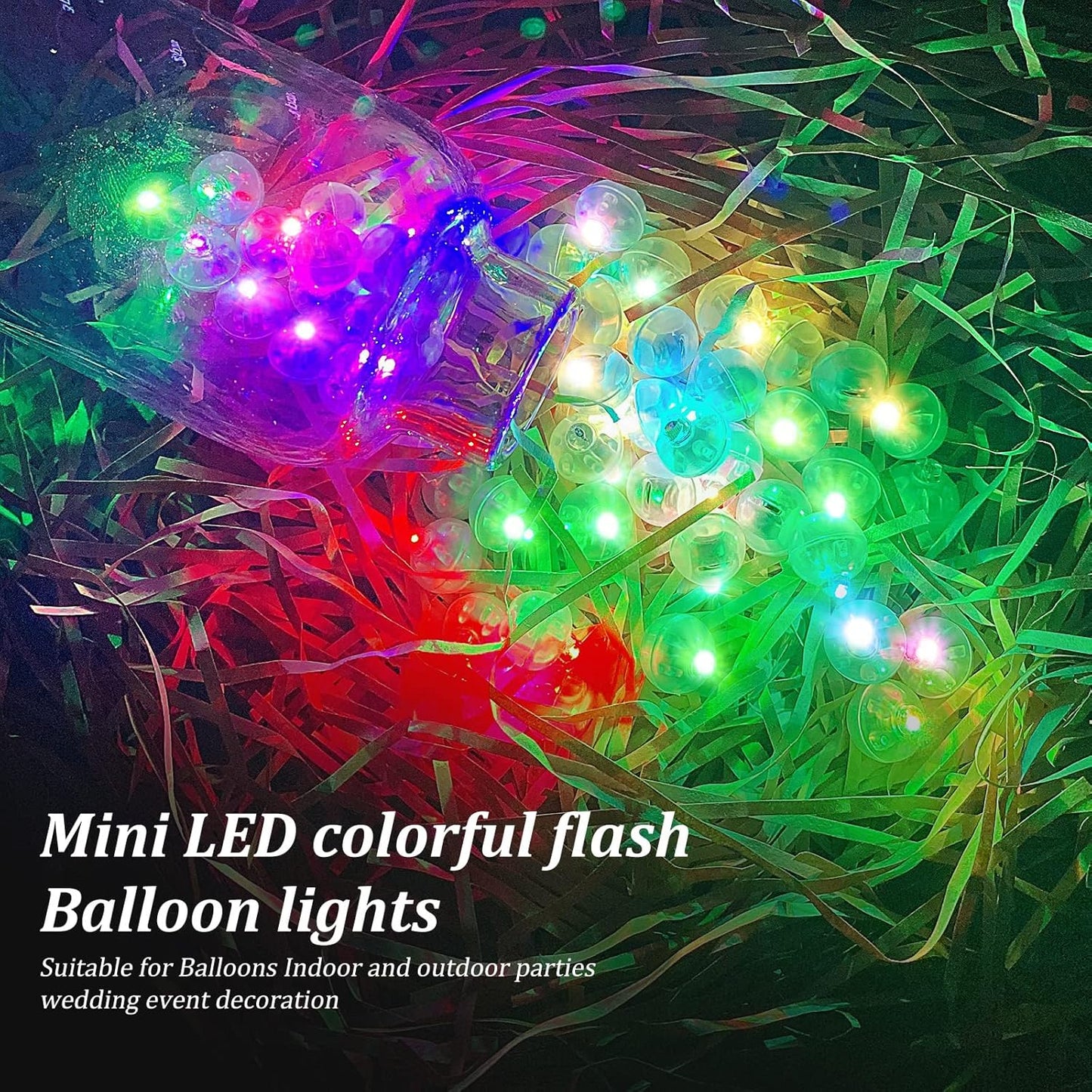 50pcs Multicolor LED Balloon Lights, Rainbow-Colored Round LED Flash Mini Ball Lights for Paper Lanterns, Balloons, Indoor/Outdoor Party, Event, Wedding, Halloween, Christmas Decorations