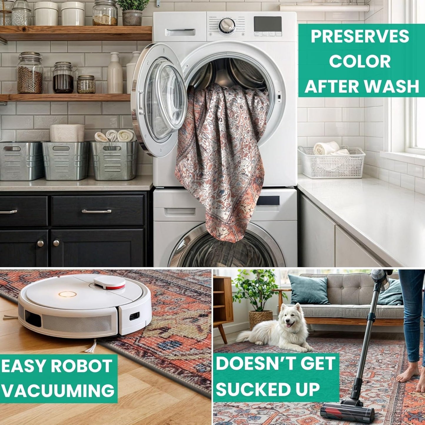 Bloom Rugs Washable Non-Slip 10 ft Runner - Orange Traditional Bordered Runner for Entryway, Hallway, Bathroom, and Kitchen - Exact Size: 2.5' x 10'