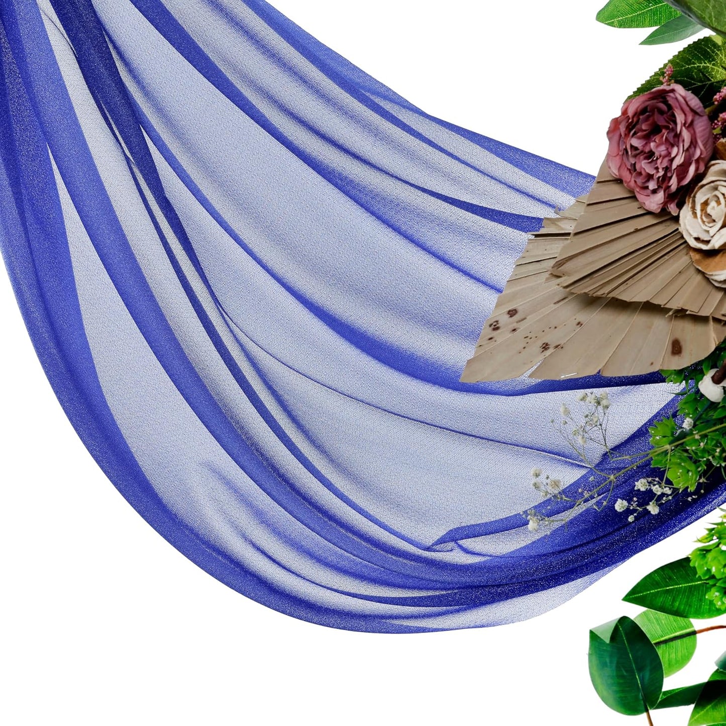 VDS Pack of 1 Panel (30 Inch X 20 Feet) Wedding Arch Draping Fabric Sheer Chiffon Fabric Drapery for Wedding Ceremony Reception Swag Backdrop Canopy Chuppah ARBO Altars Decoration (Royal Blue)