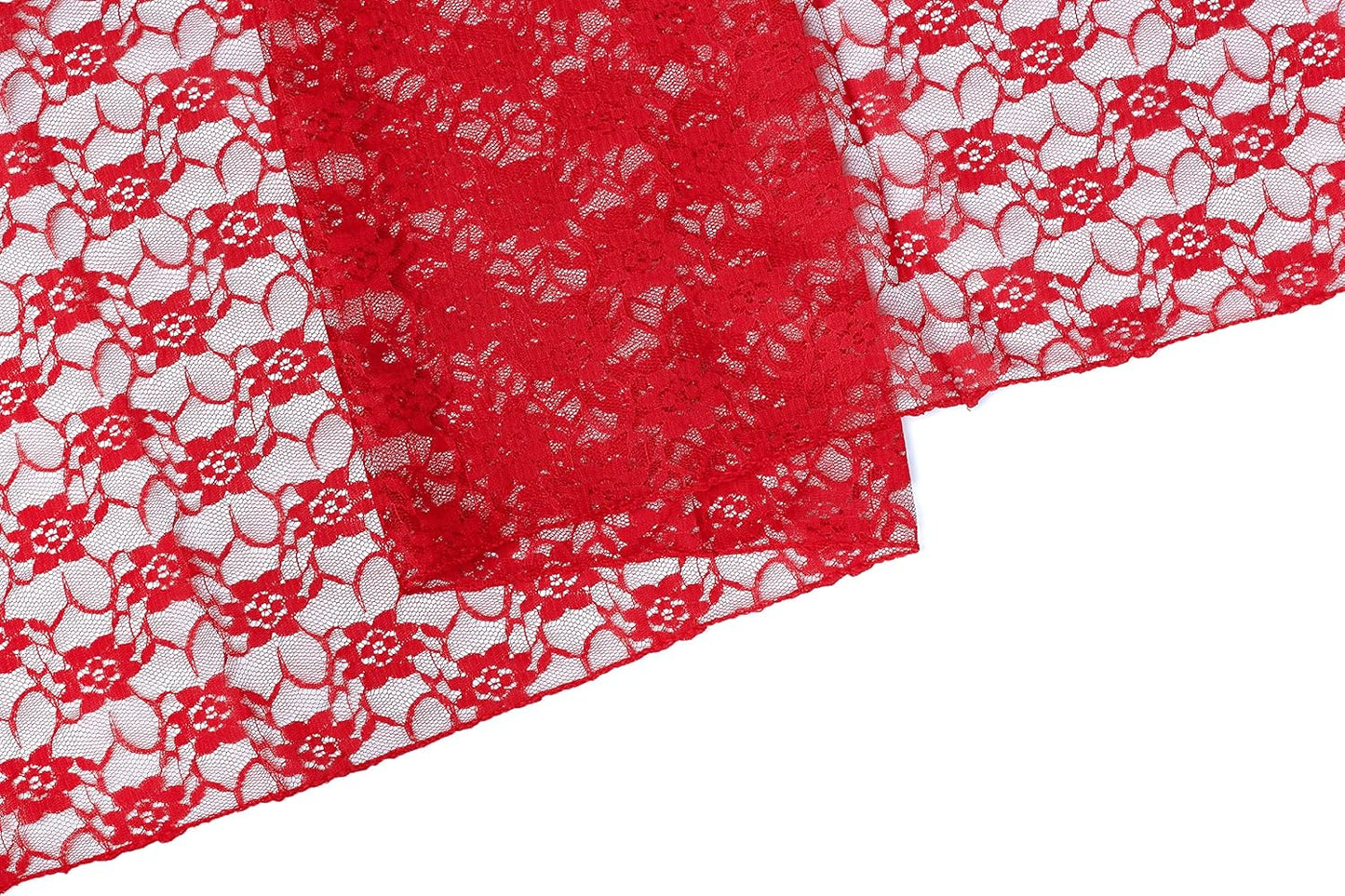 MDS Pack of 10 Wedding 12 x 108 inches Lace Table Runner for Wedding, Decorations for Birthday Parties, Banquets, Graduations, Engagements, and Runners fit Rectangle, Round Table- Red