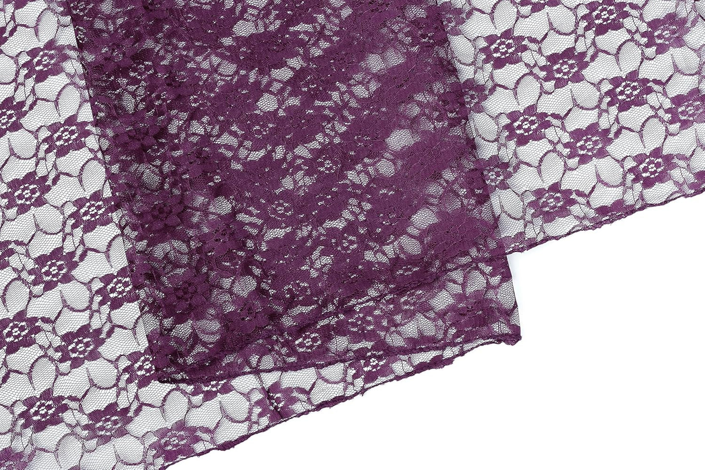 MDS Pack of 25Wedding 12 x 108 inches Lace Table Runner for Wedding, Decorations for Birthday Parties, Banquets, Graduations, Engagements, and Runners fit Rectangle, Round Table- Plum