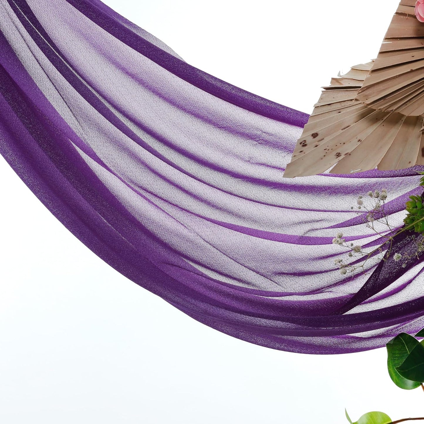 VDS Pack of 2 Panel (30 Inch X 40 Feet) Wedding Arch Draping Fabric Sheer Chiffon Fabric Drapery for Wedding Ceremony Reception Swag Backdrop Canopy Chuppah ARBO Altars Decoration (Purple)