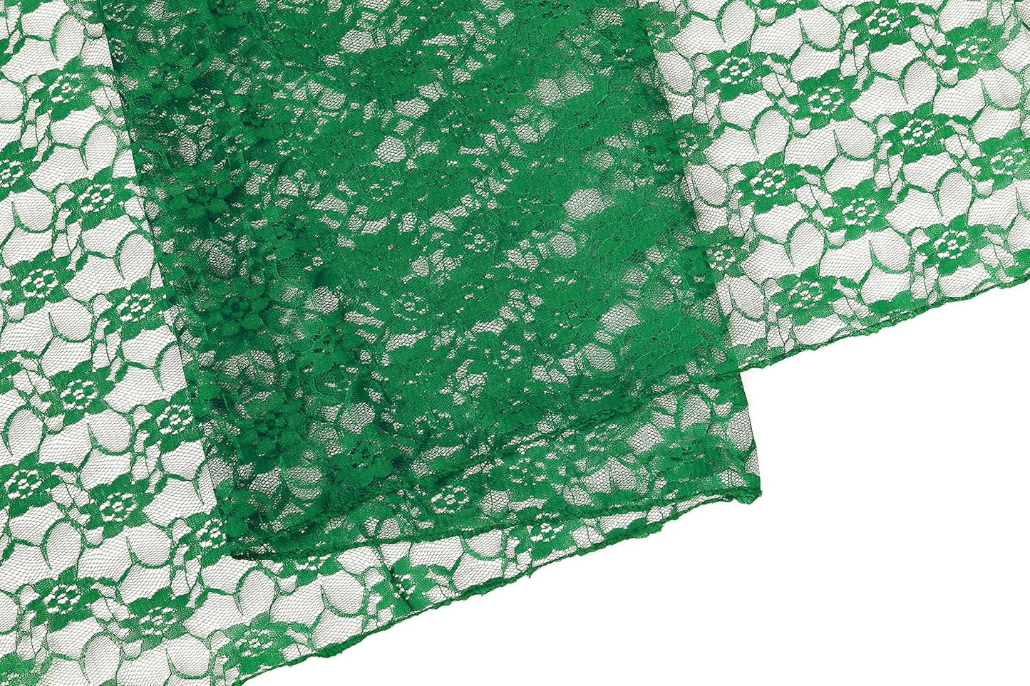MDS Pack of 15 Wedding 12 x 108 inches Lace Table Runner for Wedding, Decorations for Birthday Parties, Banquets, Graduations, Engagements, and Runners fit Rectangle, Round Table- Hunter Green