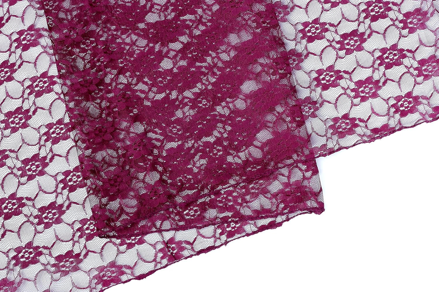MDS Pack of 20 Wedding 12 x 108 inches Lace Table Runner for Wedding, Decorations for Birthday Parties, Banquets, Graduations, Engagements, and Runners fit Rectangle, Round Table- Eggplant