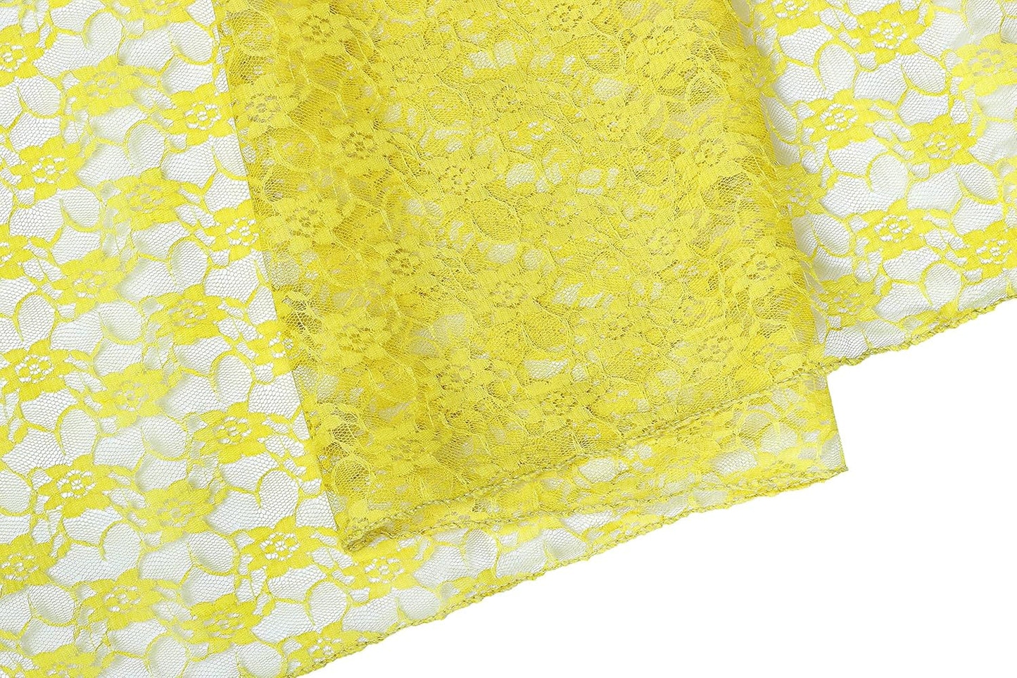 MDS Pack of 20 Wedding 12 x 108 inches Lace Table Runner for Wedding, Decorations for Birthday Parties, Banquets, Graduations, Engagements, and Runners fit Rectangle, Round Table- Yellow
